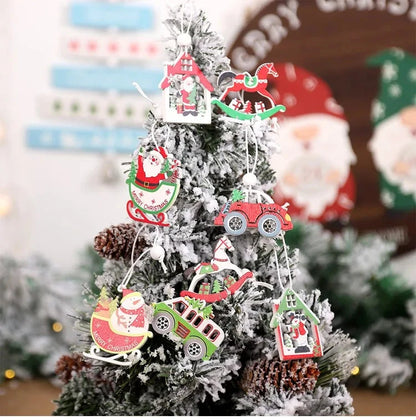 Christmas Wooden Pendant Merry Christmas Tree Decoration for Home 2025 Christmas Ornament Xmas Navidad Gifts Happy New Year 2026 Good Vibrations
