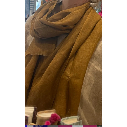 Soft Gold Linen Women's 75x200cm Solid Scarf Sun Protection Veil Good Vibrations