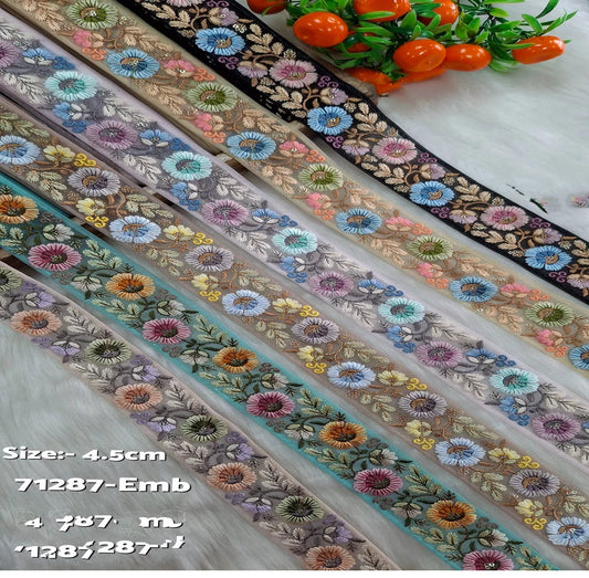 Custom Made Machine Embroidered Floral Sequins Lace Vintage Voile Six Colors 1'' 1 7/8'' Width Eco-Friendly Wedding Dresses Good Vibrations