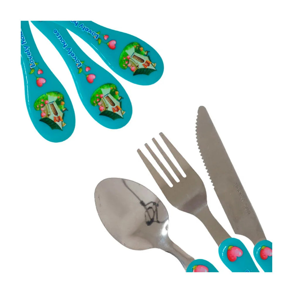 [GDL] Animal Design Stainless Steel Cutlery Set Blister Pack of 3 Tableware for Baby & Kids Crocobaby Dining Set Good Vibrations