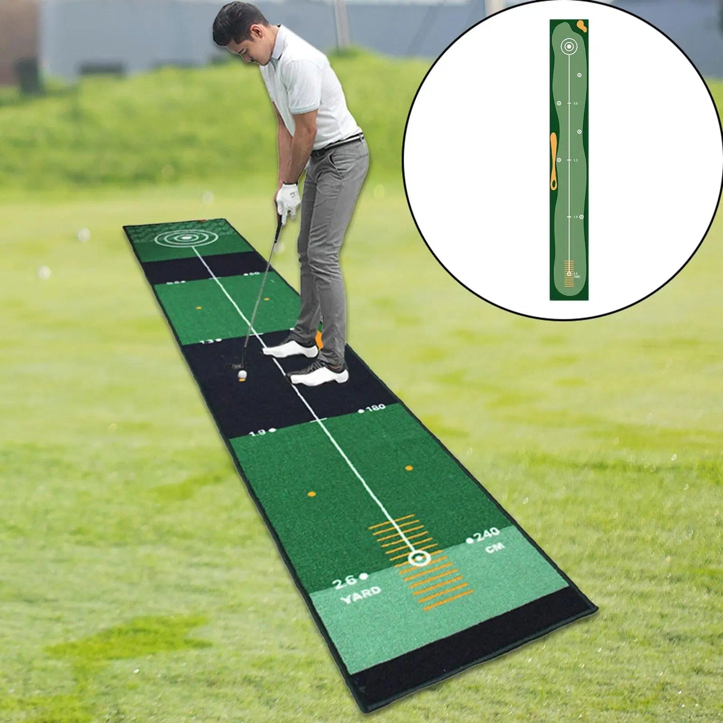 Golf Putting Mat Gift for Golfer Golfing Accessory Lightweight Portable Improve Putting Accuracy Training Aid for Park Lawn Home Good Vibrations