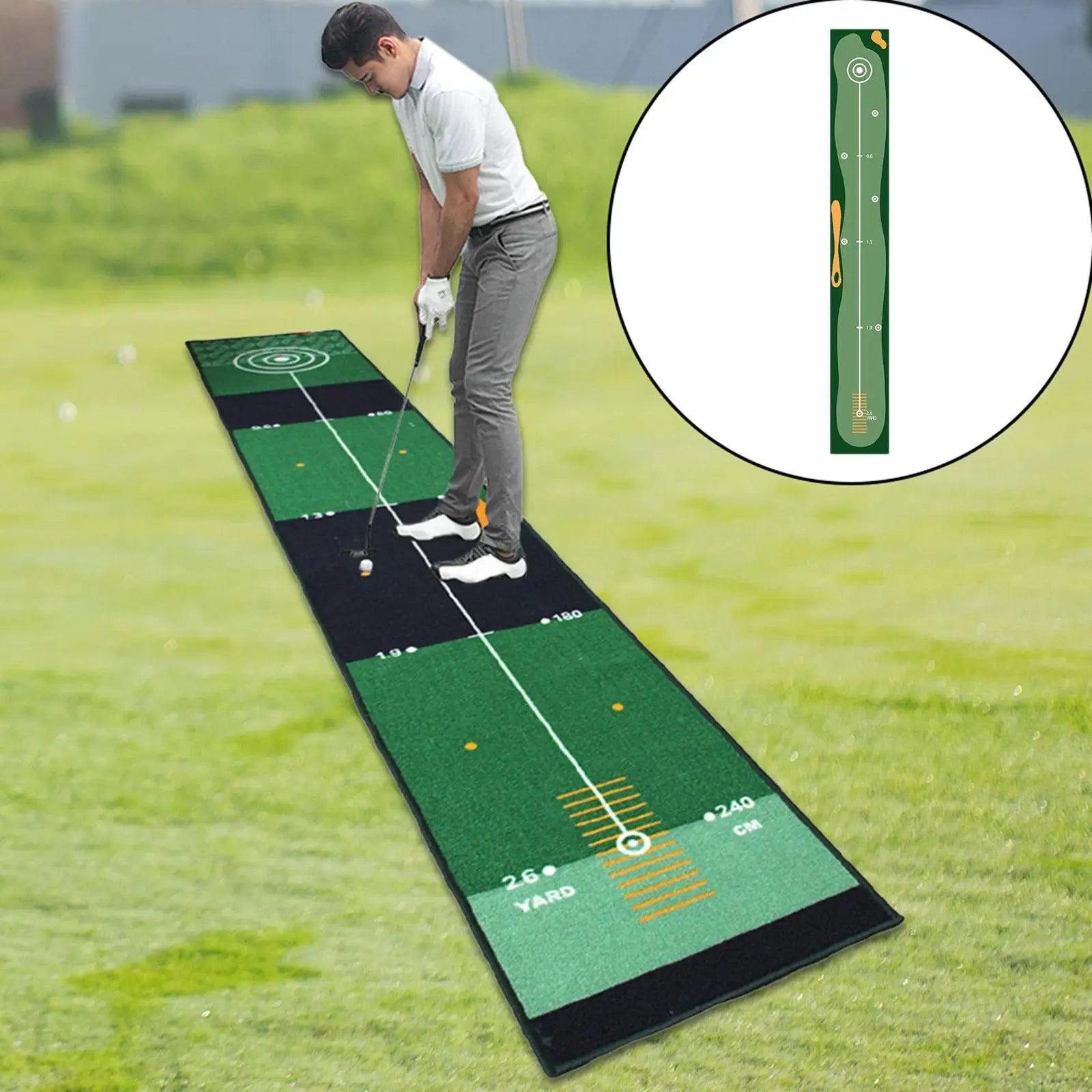 Golf Putting Mat Gift for Golfer Golfing Accessory Lightweight Portable Improve Putting Accuracy Training Aid for Park Lawn Home Good Vibrations