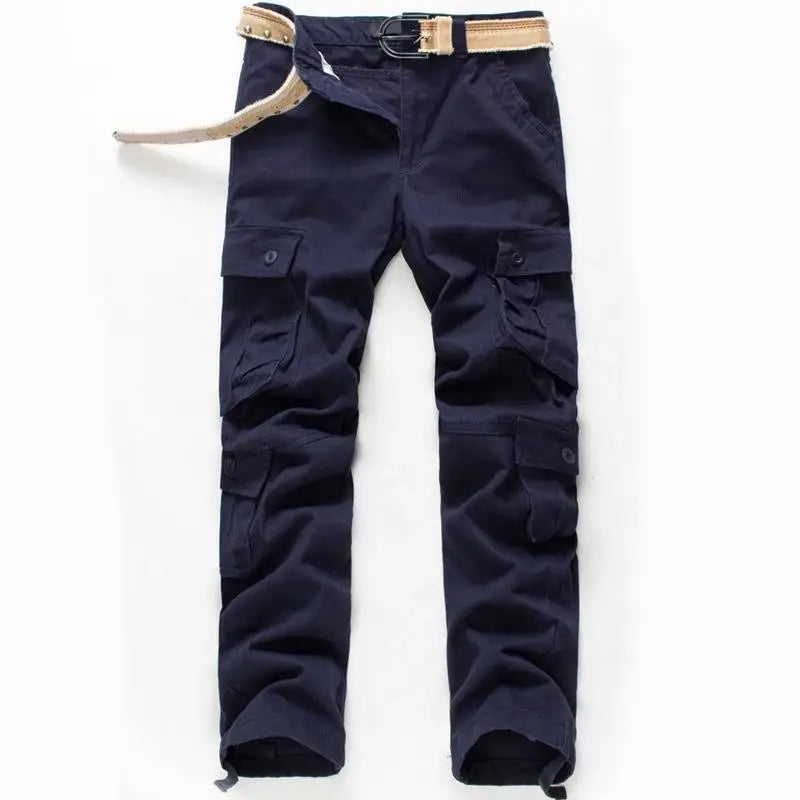 Men's Tactical Camouflage Overalls High-Quality Cotton Multi-Pocket Trousers Sports Training Casual Work Pants Good Vibrations