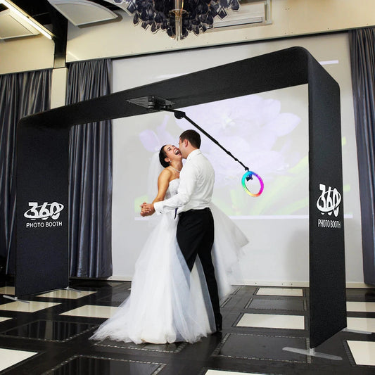 7-15ppl Portable photo booth 360 selfie overhead 360 photo booth automatic with ring light,Free Logo,for parties wedding event Good Vibrations