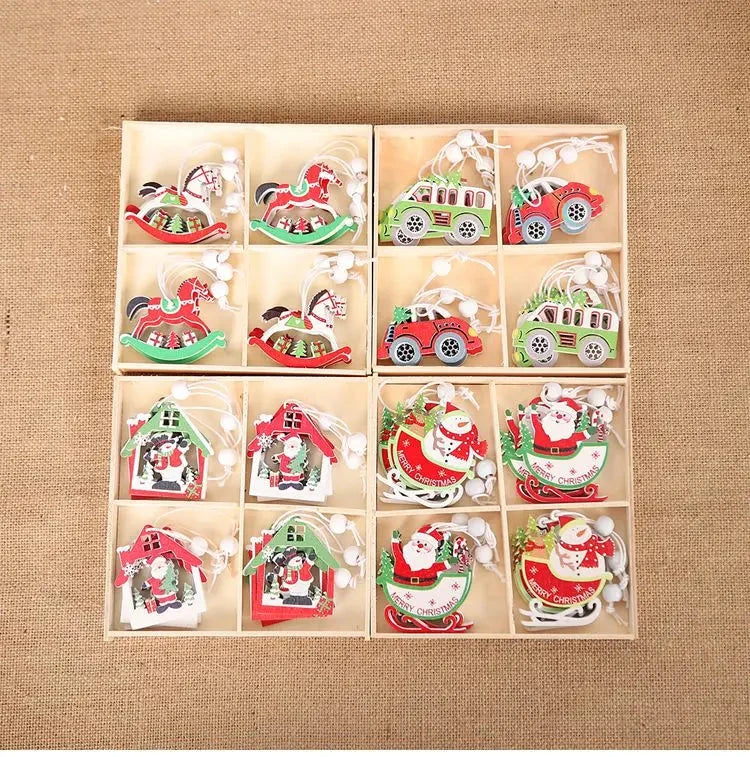 Christmas Wooden Pendant Merry Christmas Tree Decoration for Home 2025 Christmas Ornament Xmas Navidad Gifts Happy New Year 2026 Good Vibrations