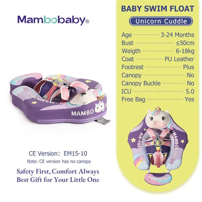 Mambobaby Float Safe Solid Core ST-Unicorn B503-143-W-Z Comfort Always: Skin-friendly Coat Baby Swimming Ring Toddler Pool Float Good Vibrations