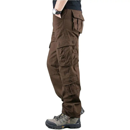Men's Tactical Camouflage Overalls High-Quality Cotton Multi-Pocket Trousers Sports Training Casual Work Pants Good Vibrations