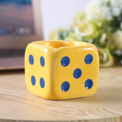 Creative Ceramic Dice Shaped Ash Tray Desk Accessory or Gift