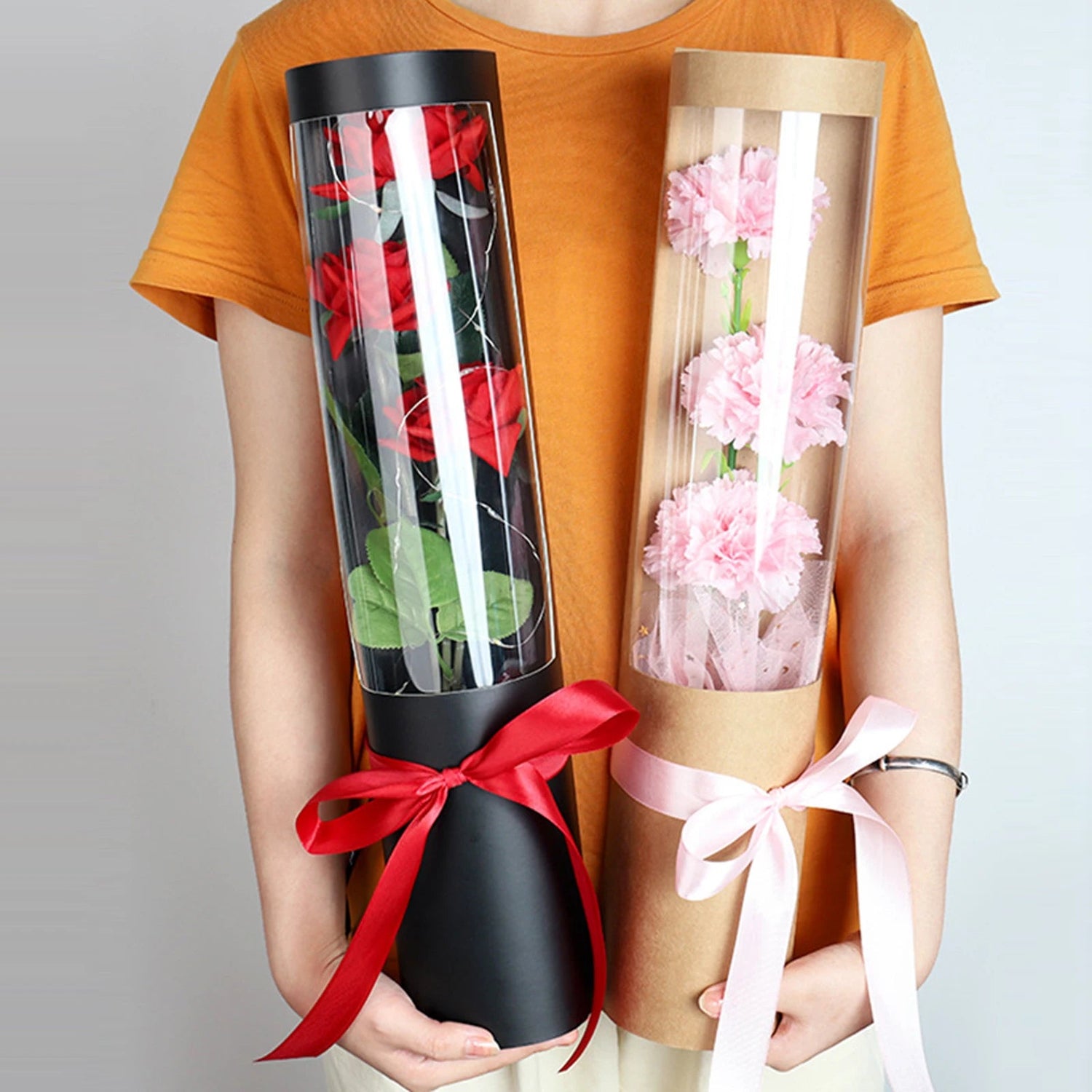 5Pcs Elegant Bouquet Gift Box Set Premium Paper Bouquet Bags for Wedding Valentine's Day Engagement Bridal Shower Birthday Party Good Vibrations