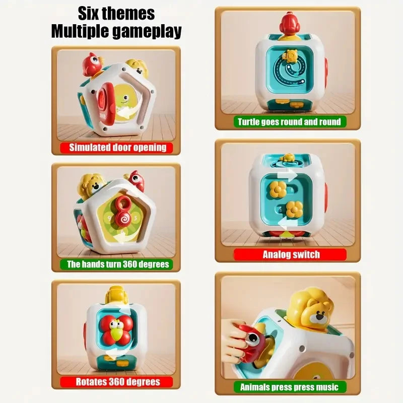 Baby Busy Board Cube Montessori Toys Sensory Activity Ball Early Educational Toy Learning Fine Motor Skills Toy Travel Toy Gifts Good Vibrations