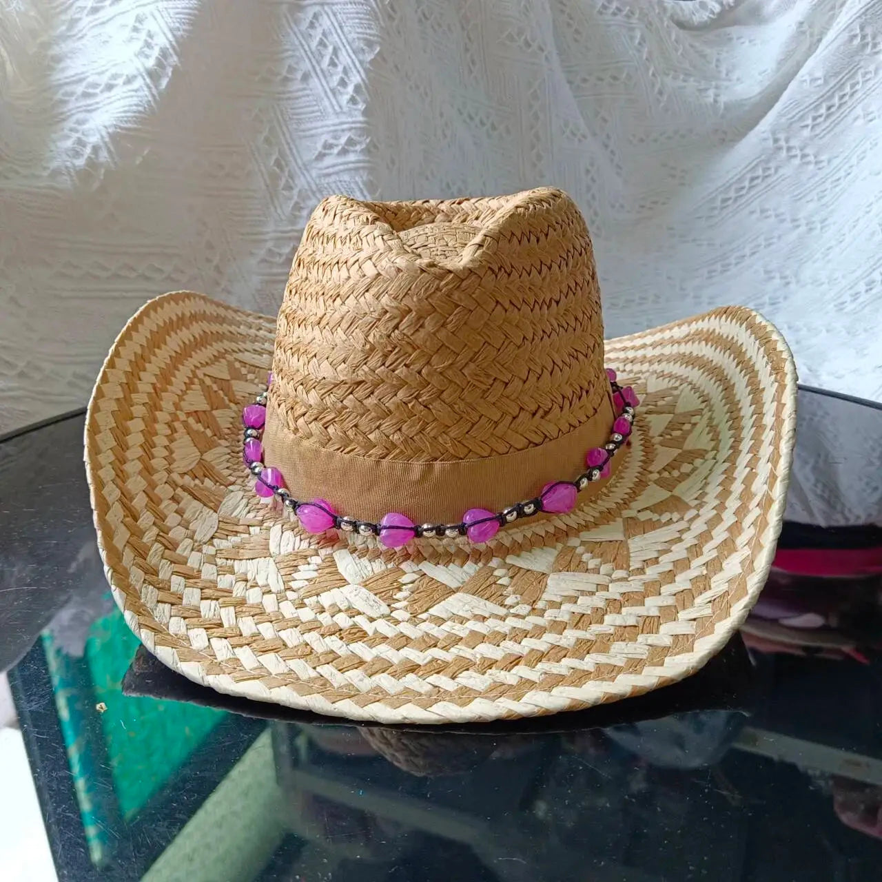 hats straw cowgirl western hat  mexican hat  retro curling hat western cowboy hat outdoor riding hat travel sports hat Good Vibrations