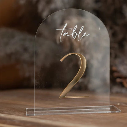 Arch Acrylic Table Numbers Clear Acrylic gold Sign,Golden Plexi Table Numbers,Luxury Wedding Table Decor Centerpieces Decoration Good Vibrations