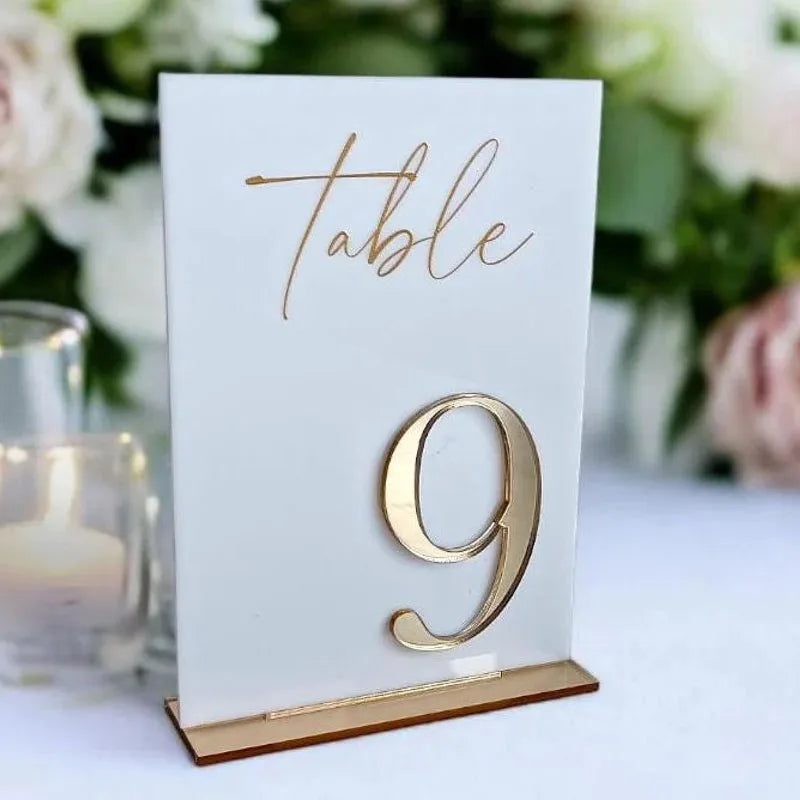Wedding Table Numbers for Ceremony and Reception  Gold Table Numbers  Table Floral Centerpiece  Acrylic Table Numbers Good Vibrations