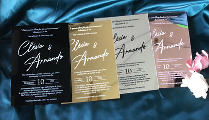 Custom 10pcs Acrylic Wedding Invitation,Mirror Gold.Silver,Rose Gold Acrylic Invitation,Anniversary Invitation,Wedding Menu Card Good Vibrations