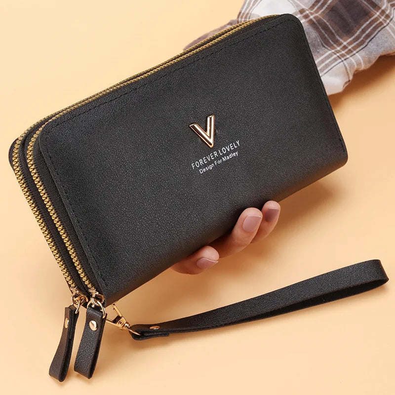 Long Women's Wallet Female Purses Tassel Coin Purse Card Holder Wallets Double Zipper Pu Leather Clutch Luxury Money Phone Bag Good Vibrations
