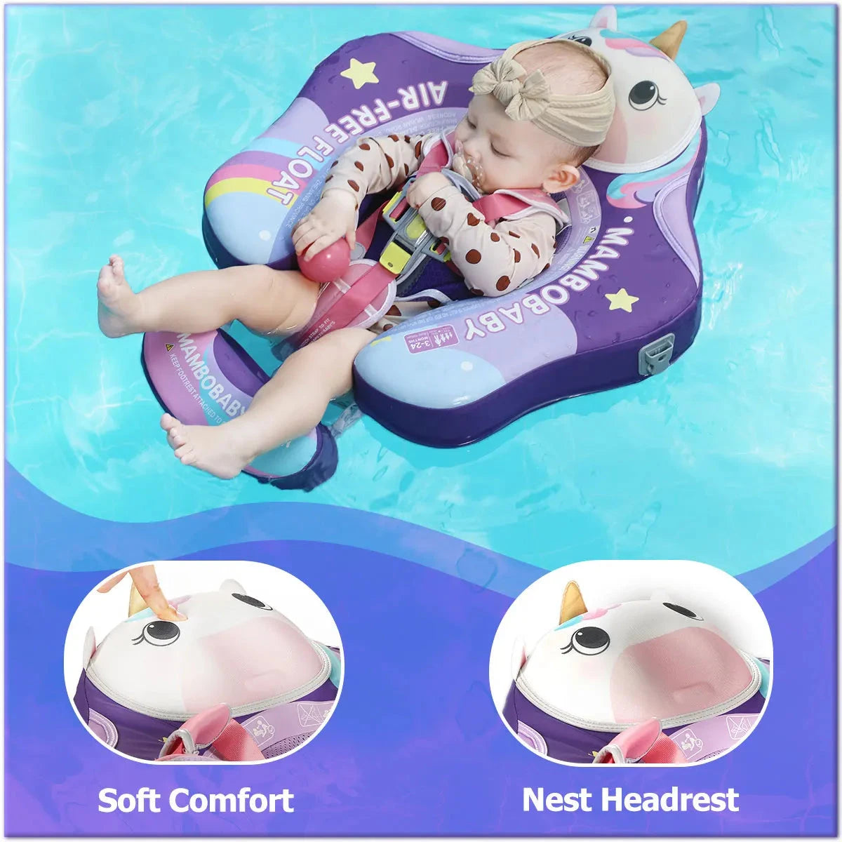 Mambobaby Float Safe Solid Core ST-Unicorn B503-143-W-Z Comfort Always: Skin-friendly Coat Baby Swimming Ring Toddler Pool Float Good Vibrations