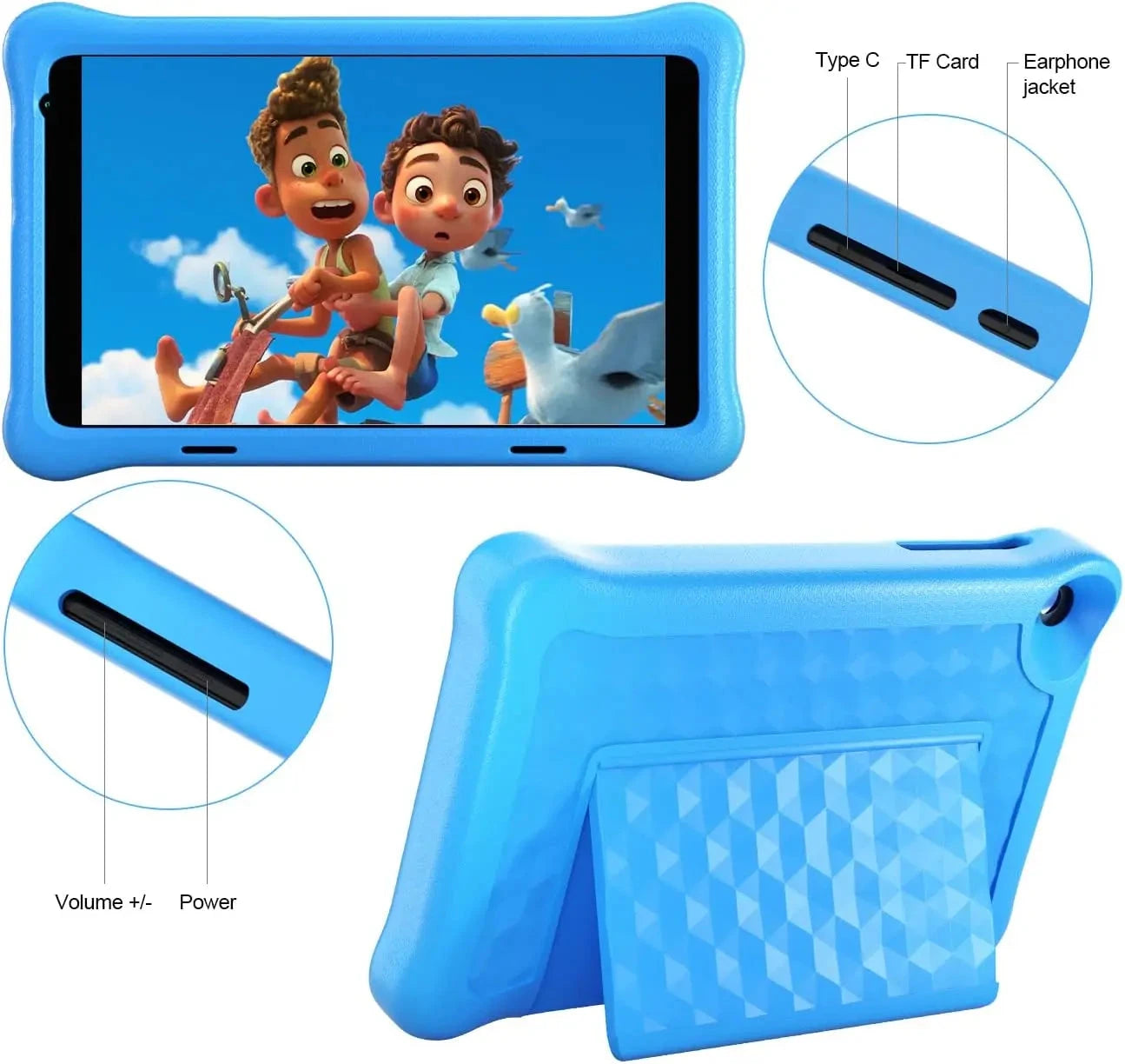 8 Inch Kid Tablet Android11 Learning Tablets Quad Core Processor 2GB+32GB 128GB Expansion 5000mAh Child Eye Protection With Case Good Vibrations