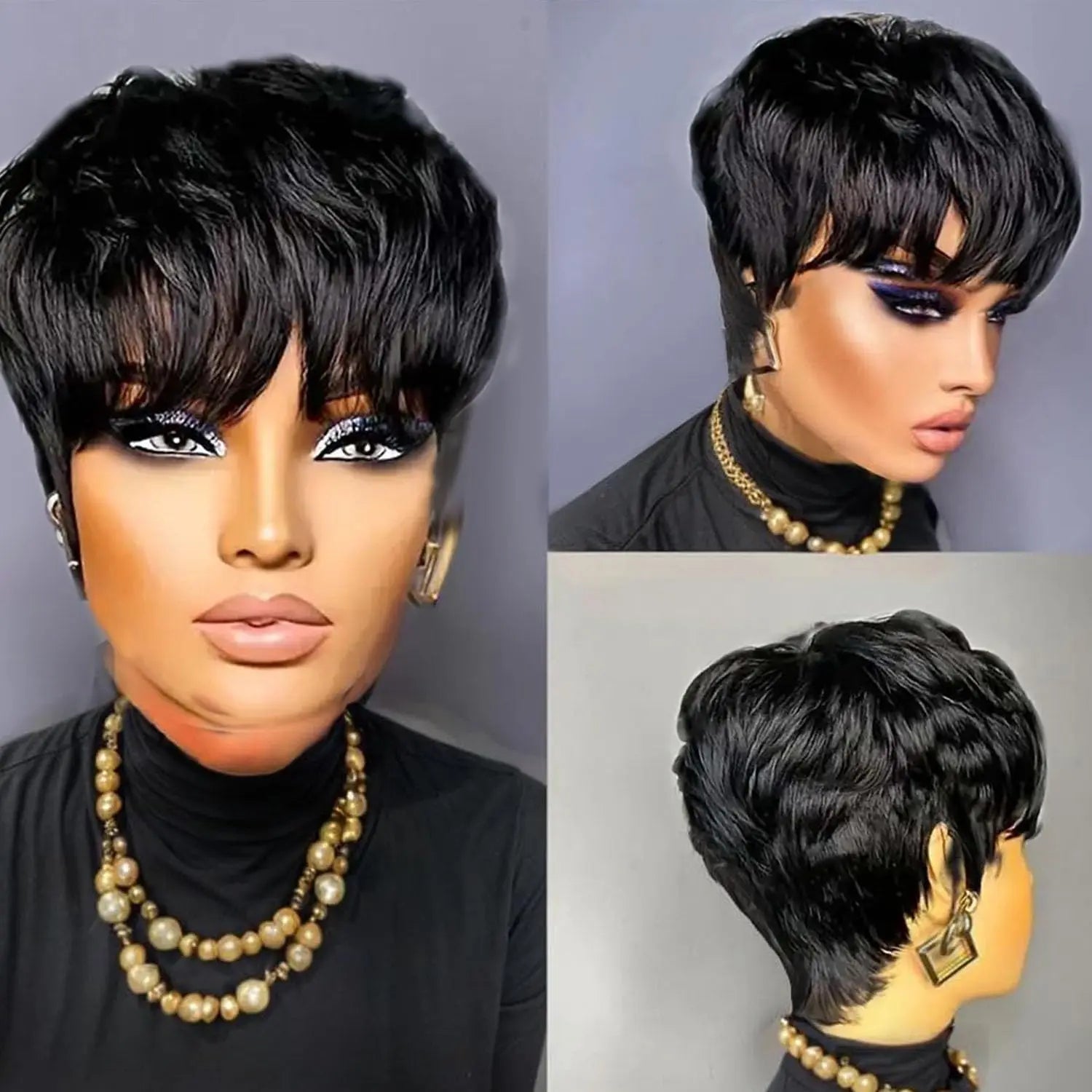 Short Pixie Cut Wigs Human Hair Short Wigs For Black Women Glueless Wigs Pre Plucked Short wigs With Bangs Good Vibrations
