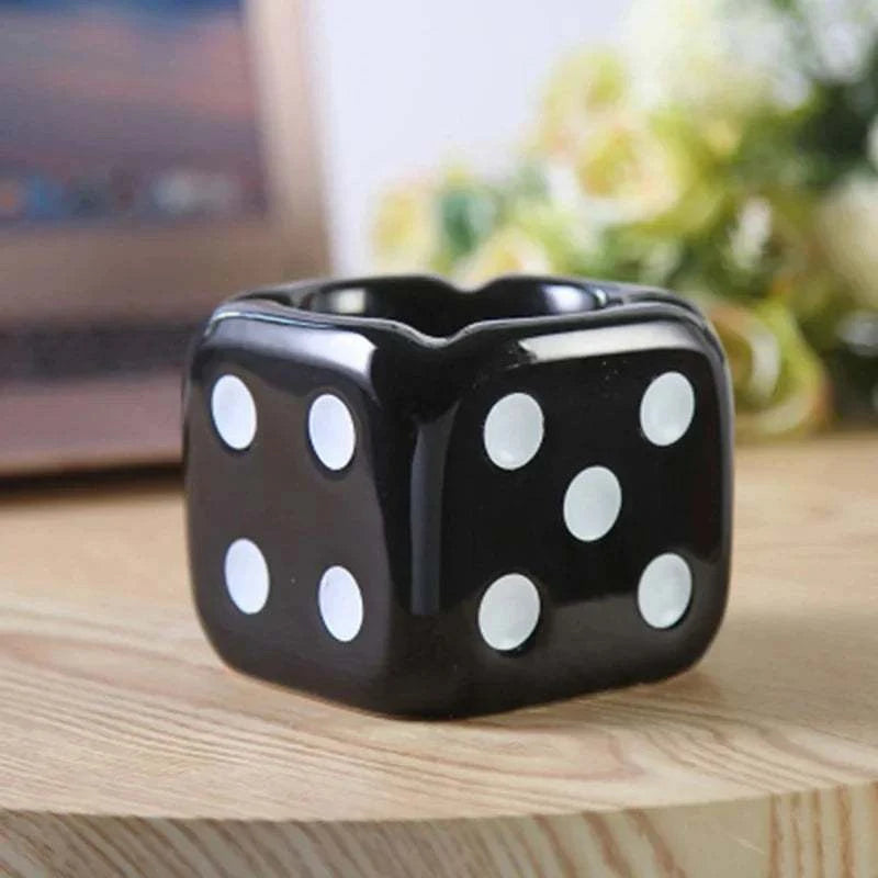 Creative Ceramic Dice Shaped Ash Tray Desk Accessory or Gift