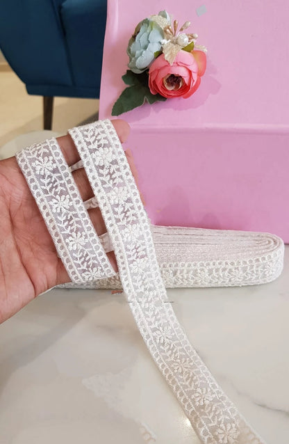 Custom Made 100% Cotton Organza Ribbons & Laces Machine Embroidered Wedding Dresses in 6 Various Designs & Colours Good Vibrations