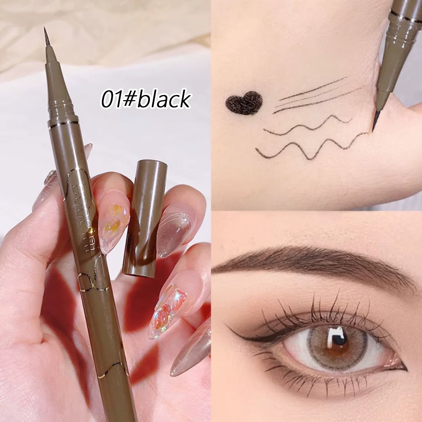 0.05mm slim eyeliner is smooth and durable, slim, quick-drying, long-lasting eyeliner, 4 colors, waterproof, non-smudging Good Vibrations