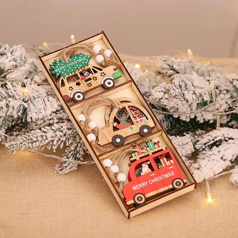 Christmas Wooden Pendant Merry Christmas Tree Decoration for Home 2025 Christmas Ornament Xmas Navidad Gifts Happy New Year 2026 Good Vibrations