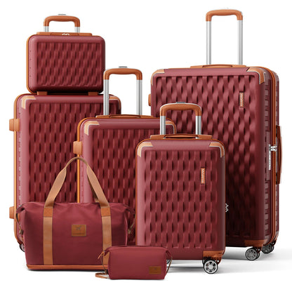 Melalenia Luggage Sets 7 Piece Hard Shell Carry on Suitcase with Spinner Wheels and TSA Lock, Lightweight Travel Duffel Bag Good Vibrations