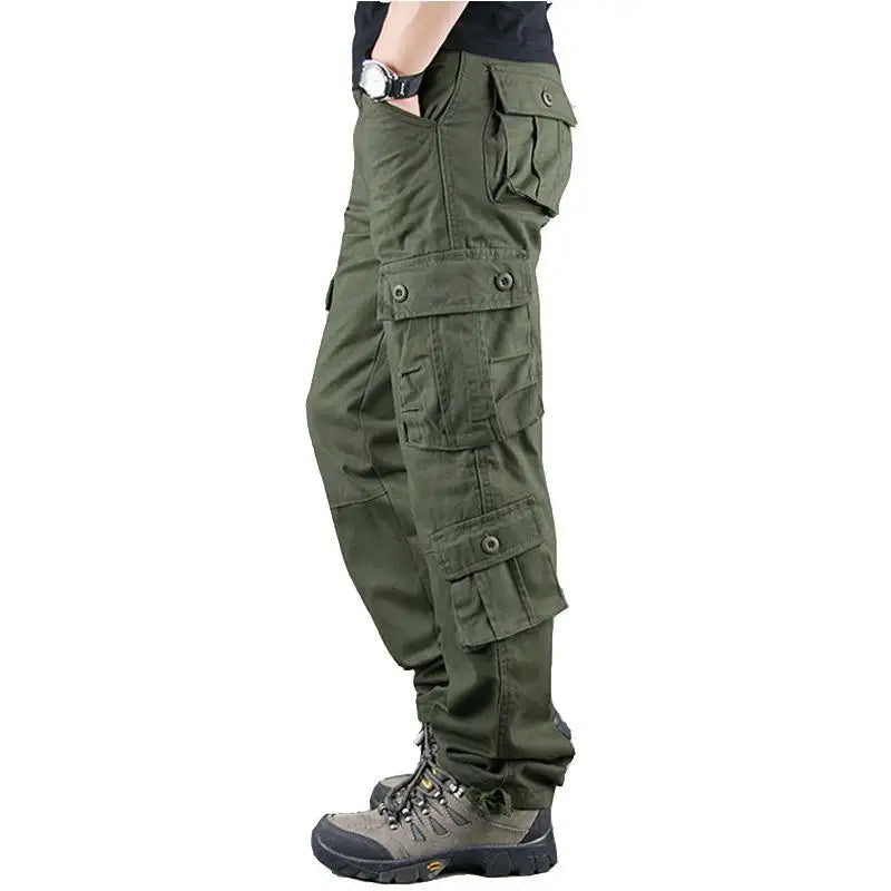 Men's Tactical Camouflage Overalls High-Quality Cotton Multi-Pocket Trousers Sports Training Casual Work Pants Good Vibrations