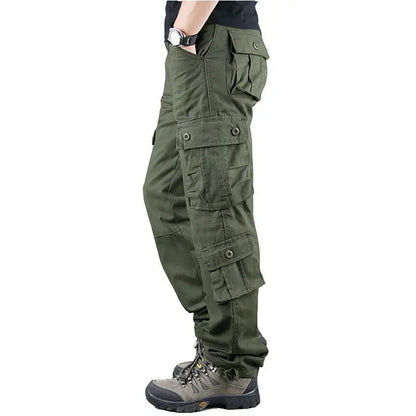 Men's Tactical Camouflage Overalls High-Quality Cotton Multi-Pocket Trousers Sports Training Casual Work Pants Good Vibrations