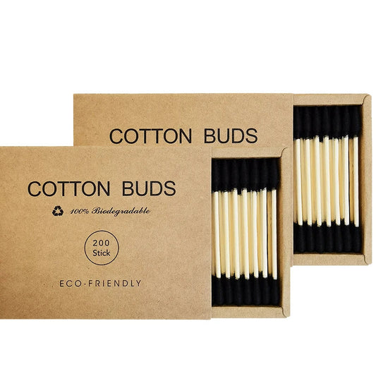 Two boxes of bamboo cotton swabs 400 pcs, organic wooden cotton swabs, suitable for make-up, cleaning wounds, cleaning dirt Good Vibrations
