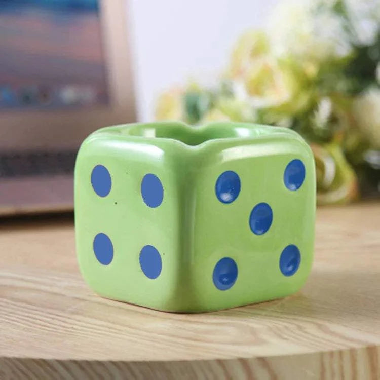 Creative Ceramic Dice Shaped Ash Tray Desk Accessory or Gift