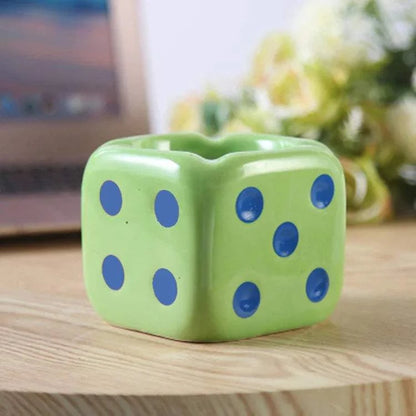 Creative Ceramic Dice Shaped Ash Tray Desk Accessory or Gift