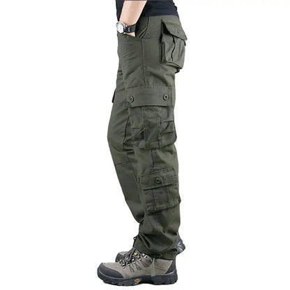 Men's Tactical Camouflage Overalls High-Quality Cotton Multi-Pocket Trousers Sports Training Casual Work Pants Good Vibrations