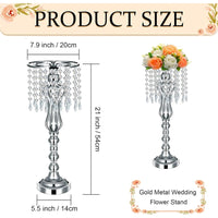 1pc Wedding Table Centerpiece, Centerpiece Vase with Chandelier, Tall Crystal Vase, Party Home Decor, Gold, 21.3 Inch Good Vibrations