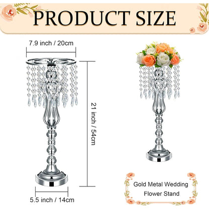 1pc Wedding Table Centerpiece, Centerpiece Vase with Chandelier, Tall Crystal Vase, Party Home Decor, Gold, 21.3 Inch Good Vibrations