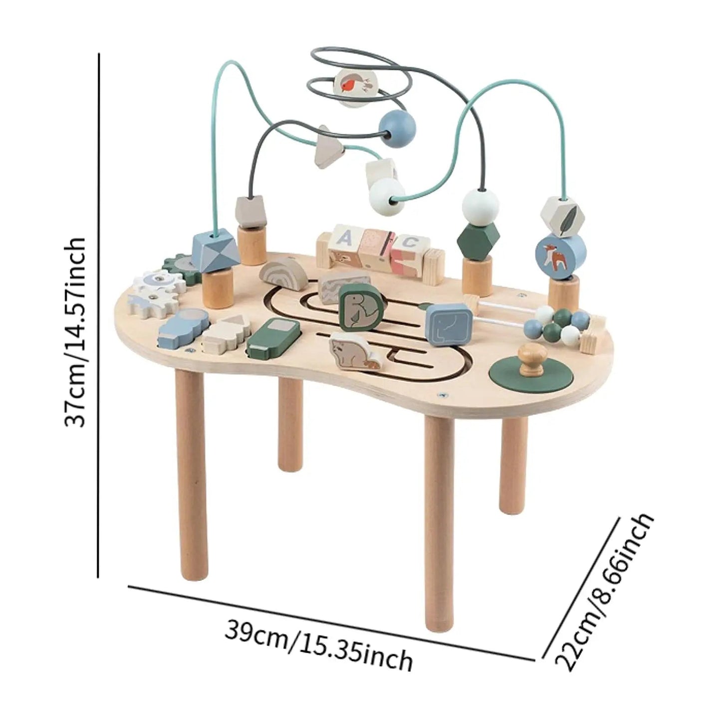 Wooden Activity Table Activity Center Portable Track Maze Wooden Sensory Play Table Sensory Toy for Kids Boys Girls Infant Good Vibrations