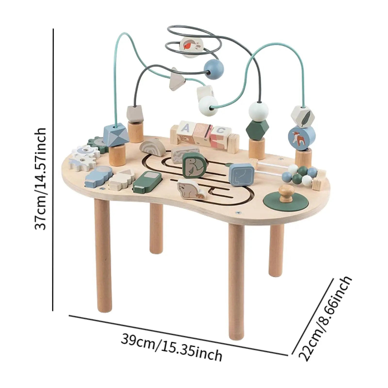 Wooden Activity Table Activity Center Portable Track Maze Wooden Sensory Play Table Sensory Toy for Kids Boys Girls Infant Good Vibrations