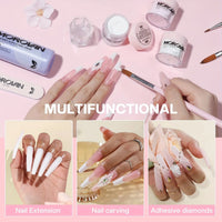 3-in-1 Beige Pink Acrylic Nail Powder Quick Drying Odorless Non-Toxic Easy Blend No Nail Lamp Needed Gift for Women and Girls Good Vibrations