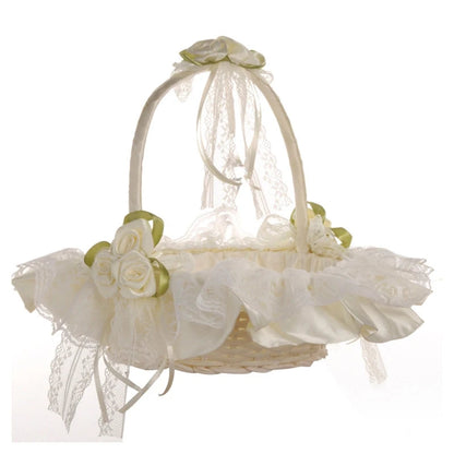 Wedding Supplies White Lace Flower Basket Silk Cloth Clusters of Rosettes Throwing Petal Flower Basket Girl Flower Baske Good Vibrations