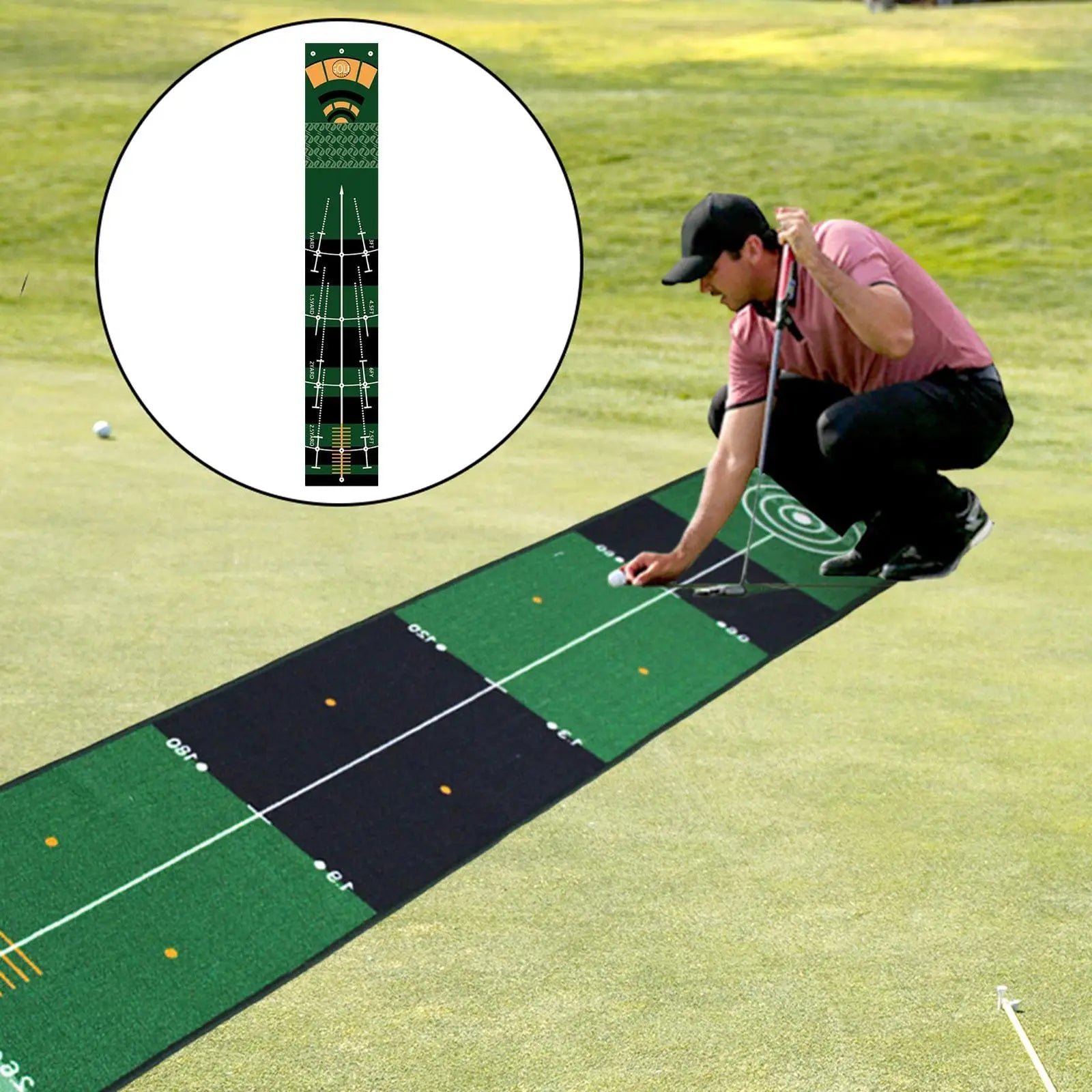 Golf Putting Mat Gift for Golfer Golfing Accessory Lightweight Portable Improve Putting Accuracy Training Aid for Park Lawn Home Good Vibrations