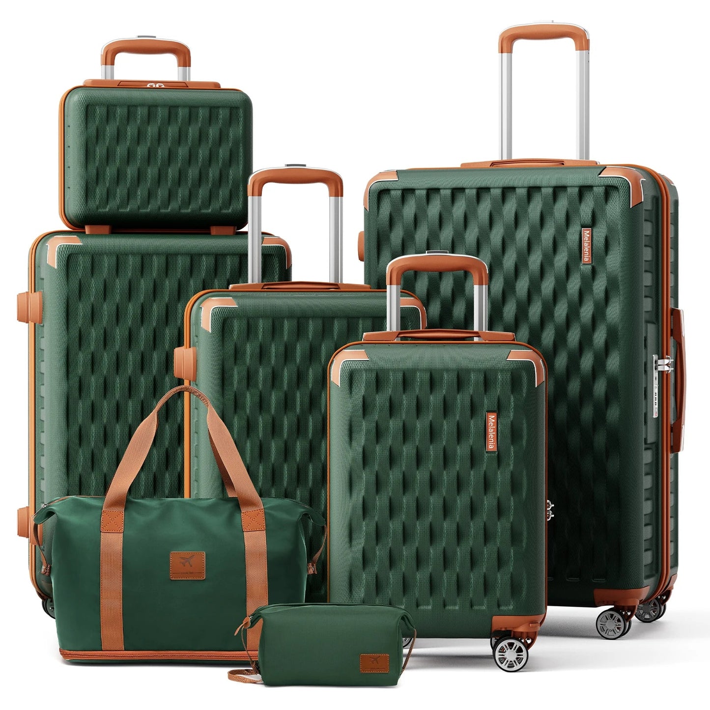 Melalenia Luggage Sets 7 Piece Hard Shell Carry on Suitcase with Spinner Wheels and TSA Lock, Lightweight Travel Duffel Bag Good Vibrations