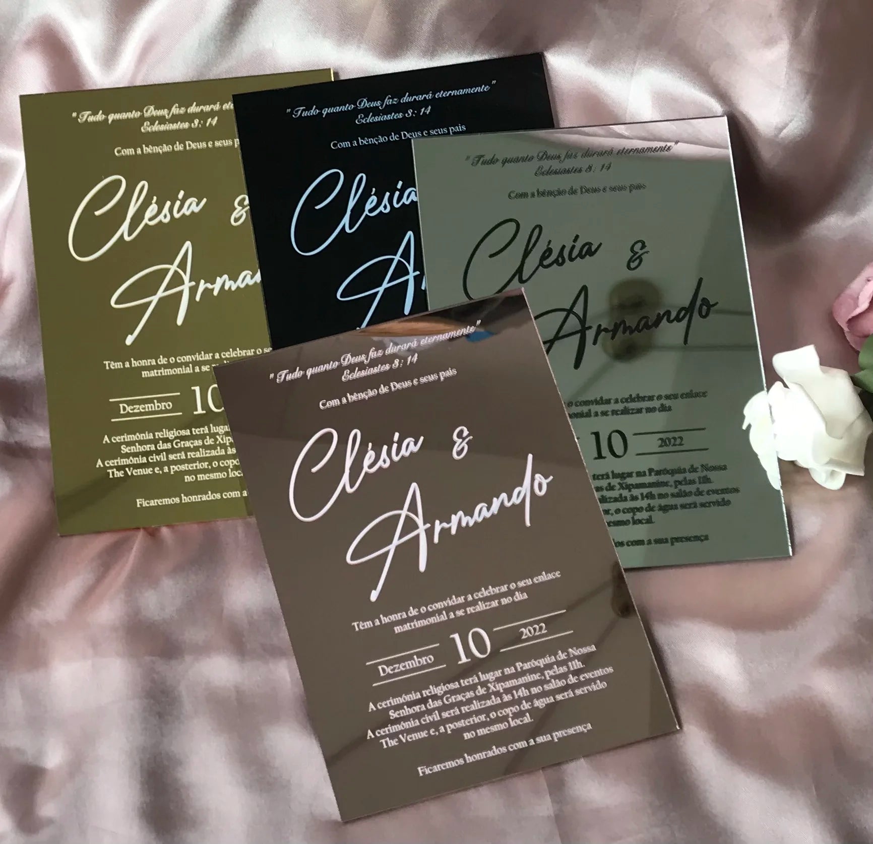 Custom 10pcs Acrylic Wedding Invitation,Mirror Gold.Silver,Rose Gold Acrylic Invitation,Anniversary Invitation,Wedding Menu Card Good Vibrations