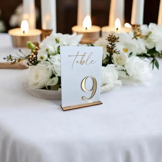 Wedding Table Numbers for Ceremony and Reception  Gold Table Numbers  Table Floral Centerpiece  Acrylic Table Numbers