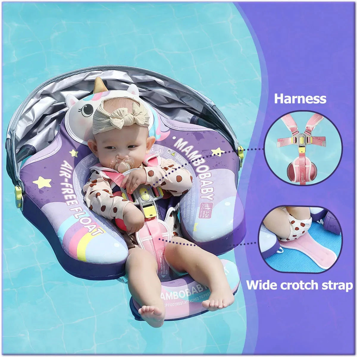 Mambobaby Float Safe Solid Core ST-Unicorn B503-143-W-Z Comfort Always: Skin-friendly Coat Baby Swimming Ring Toddler Pool Float Good Vibrations
