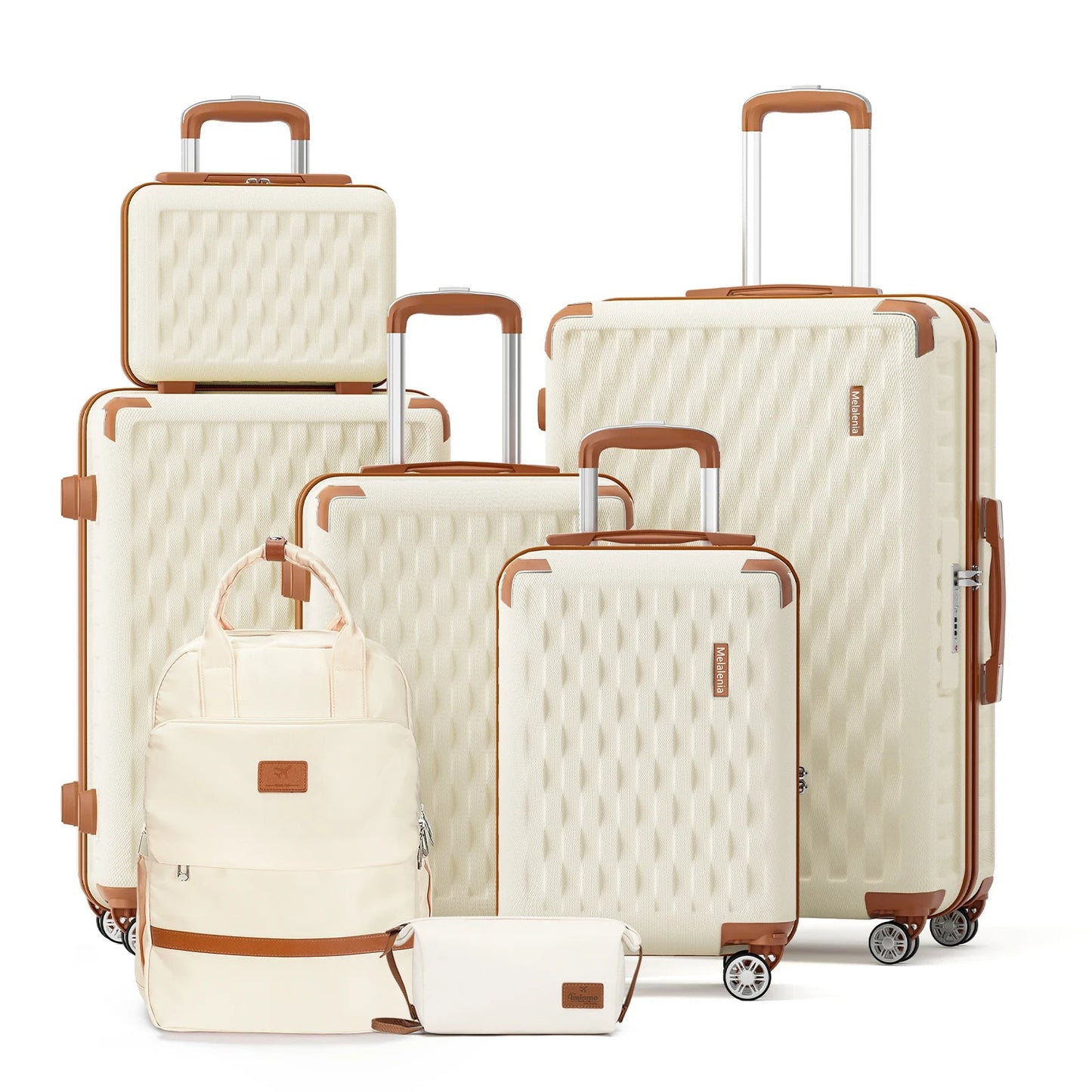 Melalenia Luggage Sets 7 Piece Hard Shell Carry on Suitcase with Spinner Wheels and TSA Lock, Lightweight Travel Duffel Bag Good Vibrations