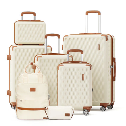 Melalenia Luggage Sets 7 Piece Hard Shell Carry on Suitcase with Spinner Wheels and TSA Lock, Lightweight Travel Duffel Bag Good Vibrations