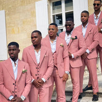 Custom Made Men Suits Rose Gold Groom Tuxedos Peak Lapel Groomsmen 3 Pieces Set ( Jacket + Pants + Vest + Bow Tie ) D411 Good Vibrations