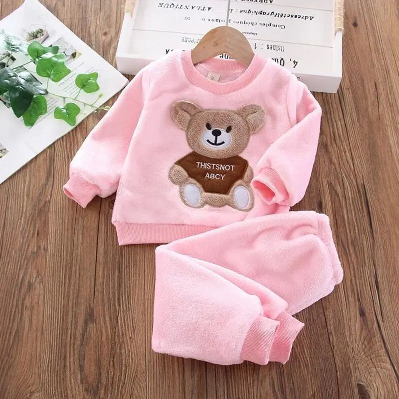 Baby Boys And Girls Clothing Set Tricken Fleece Children Hooded Outerwear Tops Pants 3PCS Outfits Kids Toddler Warm Costume Suit Good Vibrations