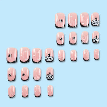 Black Edge French Wear Halloween Pumpkin Manicure Nails Cute Star Spider Nail Art Hot-Selling Cross-Border ABS for Fingers Good Vibrations