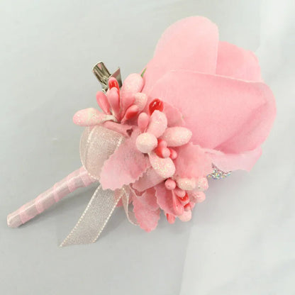 YO CHO Wedding Bouquet Artificial Rose Flowers Blue Brooch Corsages Glitter Rhinestone Ribbon Lace Classic Prom Boutonniere Pins Good Vibrations